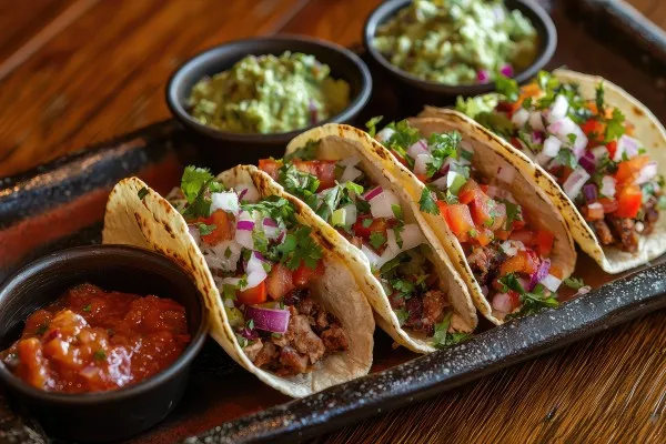 Pico de gallo'lu fırında domuz eti taco
