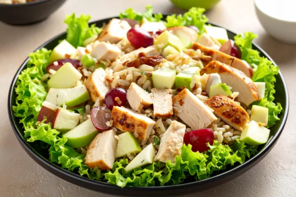 Tavuklu, pirinçli ve meyveli salata