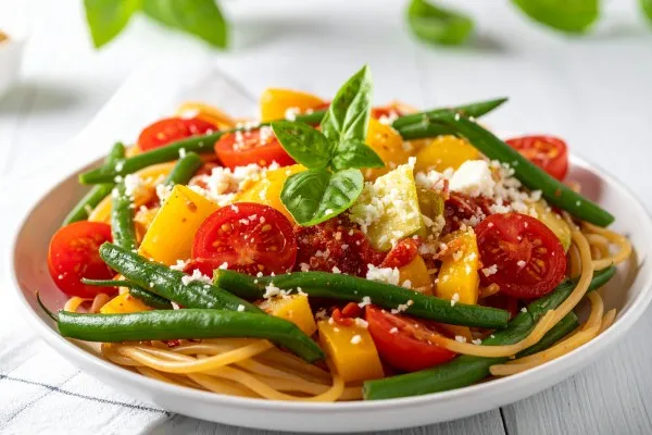 Yaz sebzeli spagetti
