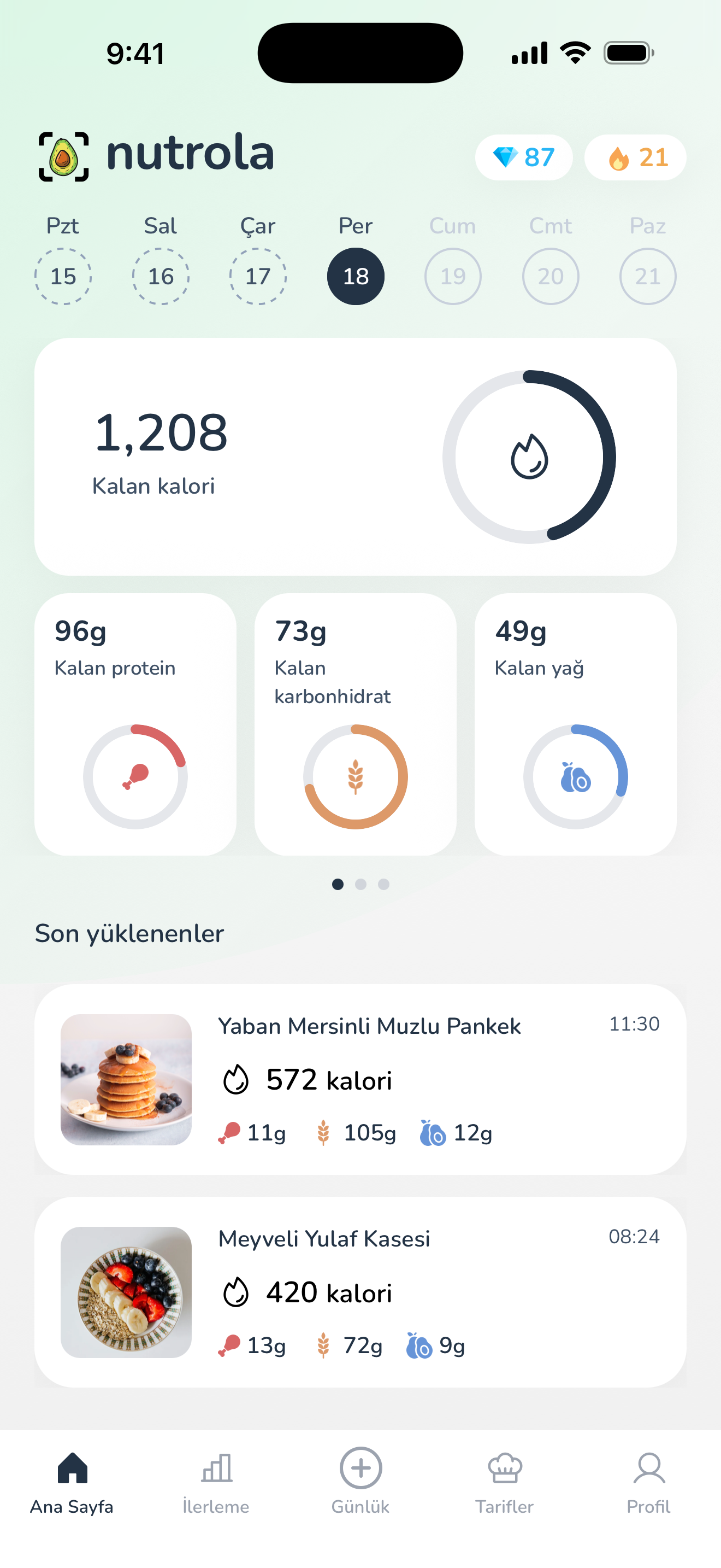 Nutrola uygulaması